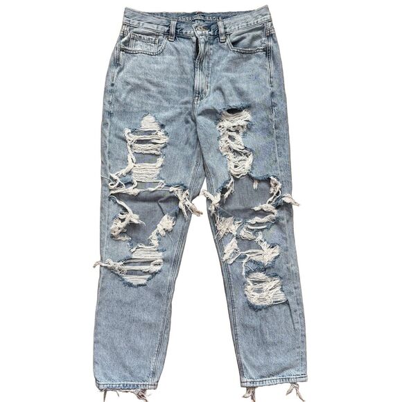 American Eagle Outfitters Denim - American Eagle Distressed Ripped Shark Bite Hem Mom Jean Womens Size 8 Reg